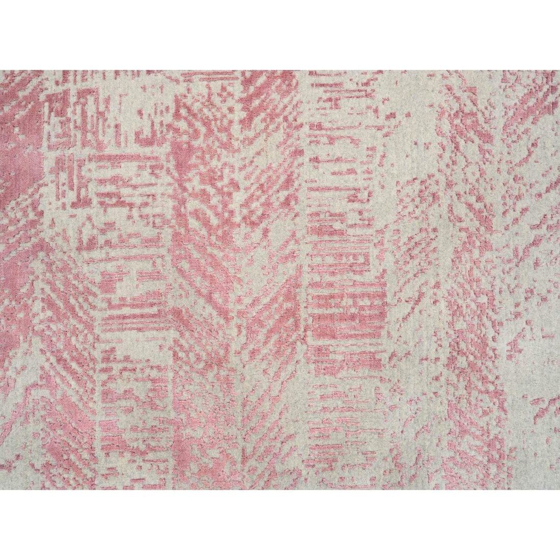 Rose Pink, Jacquard Hand Loomed, Wool and Art Silk, Oversized Rug - 8