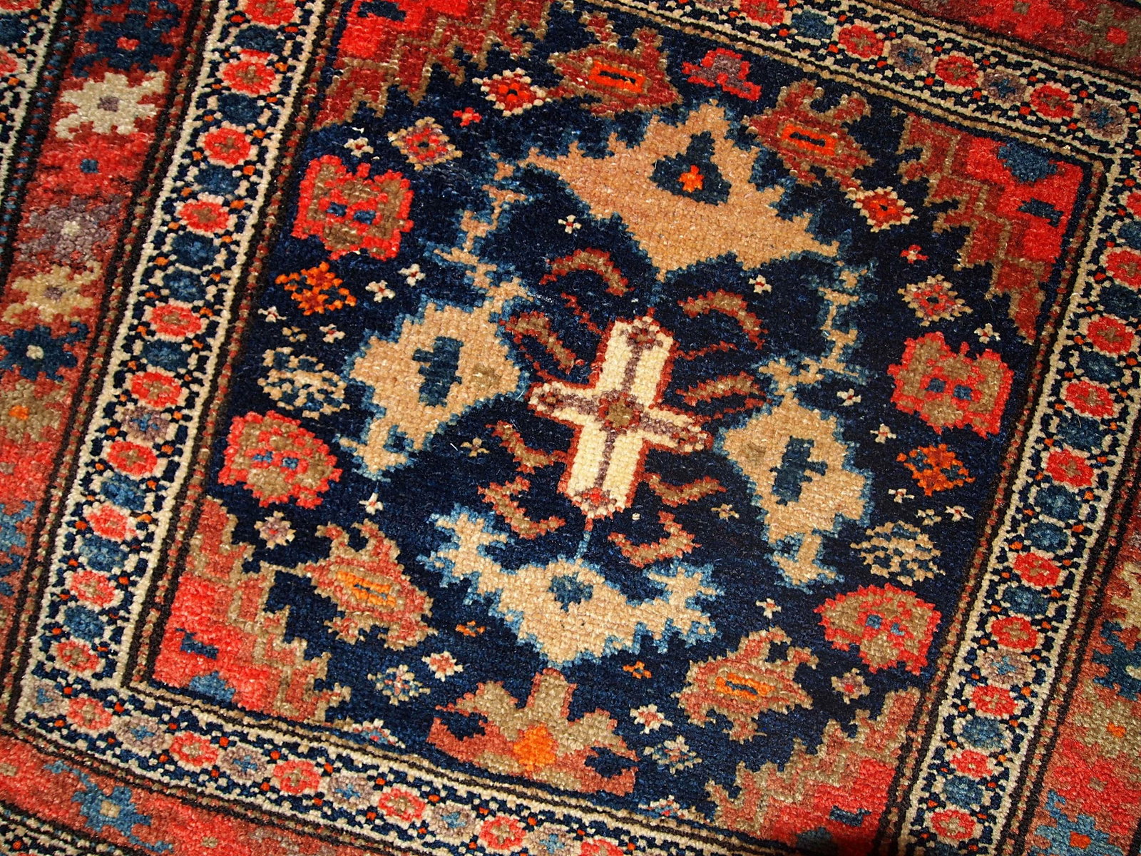 Handmade antique collectible Persian Malayer bag face 2' x 2.3' ( 61cm x 70cm) 1900s - 3