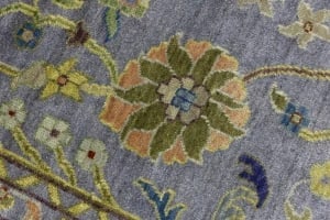 Silver Floral Traditional 10X14 Osh Chobi Oriental Rug - 10
