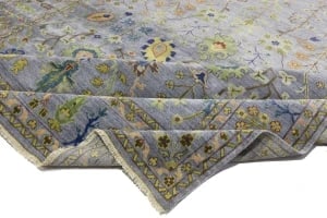 Silver Floral Traditional 10X14 Osh Chobi Oriental Rug - 12