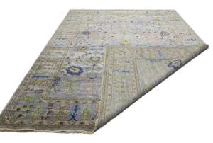 Silver Floral Traditional 10X14 Osh Chobi Oriental Rug - 13