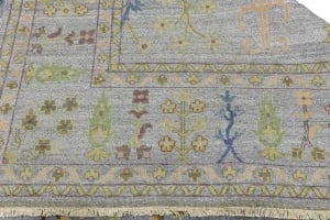 Silver Floral Traditional 10X14 Osh Chobi Oriental Rug - 14