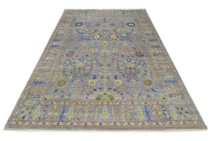 Silver Floral Traditional 10X14 Osh Chobi Oriental Rug - 15