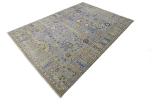 Silver Floral Traditional 10X14 Osh Chobi Oriental Rug - 16
