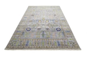 Silver Floral Traditional 10X14 Osh Chobi Oriental Rug - 17