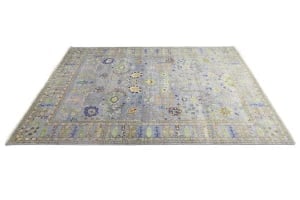 Silver Floral Traditional 10X14 Osh Chobi Oriental Rug - 19