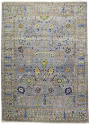 Silver Floral Traditional 10X14 Osh Chobi Oriental Rug: Title:Silver Floral Traditional 10X14 Osh Chobi Oriental Rug Description:Handmade 10X14 Silver oriental rug made with vegetable dyes (fine wool pile and cotton foundation), superior knot count, and ap