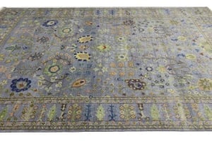 Silver Floral Traditional 10X14 Osh Chobi Oriental Rug - 3