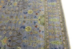 Silver Floral Traditional 10X14 Osh Chobi Oriental Rug - 9