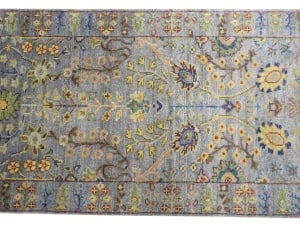 Silver Floral 2'6X8 Oushak Chobi Oriental Runner Rug - 12