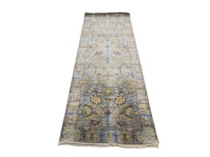 Silver Floral 2'6X8 Oushak Chobi Oriental Runner Rug - 3