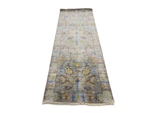 Silver Floral 2'6X8 Oushak Chobi Oriental Runner Rug - 4