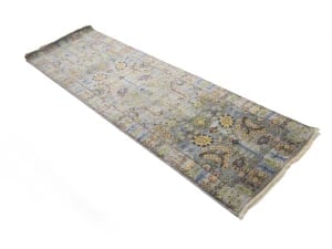 Silver Floral 2'6X8 Oushak Chobi Oriental Runner Rug - 6