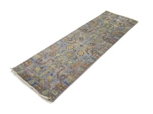 Silver Floral 2'6X8 Oushak Chobi Oriental Runner Rug - 7