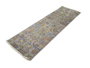 Silver Floral 2'6X8 Oushak Chobi Oriental Runner Rug - 8