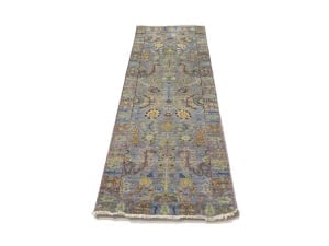 Silver Floral 2'6X8 Oushak Chobi Oriental Runner Rug - 9