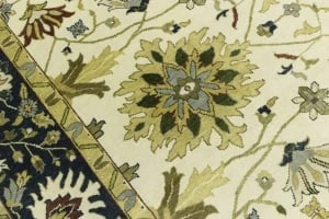 Cream Floral 10X14 Oushak Chobi Oriental Rug - 14