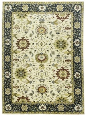 Cream Floral 10X14 Oushak Chobi Oriental Rug: Title:Cream Floral 10X14 Oushak Chobi Oriental Rug Description:Hand Knotted 10X14 cream oriental rug made with natural dyes (fine wool pile and cotton foundation), superior knot count, and alluring an