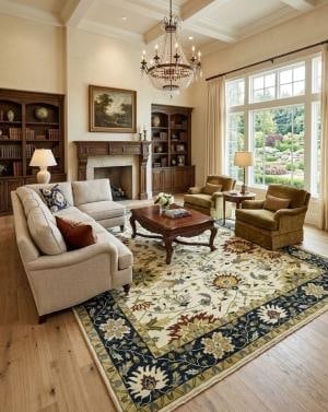 Cream Floral 10X14 Oushak Chobi Oriental Rug - 2