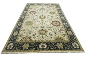 Cream Floral 10X14 Oushak Chobi Oriental Rug - 5