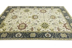 Cream Floral 10X14 Oushak Chobi Oriental Rug - 8