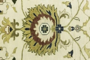Cream Floral 10X14 Oushak Chobi Oriental Rug - 9