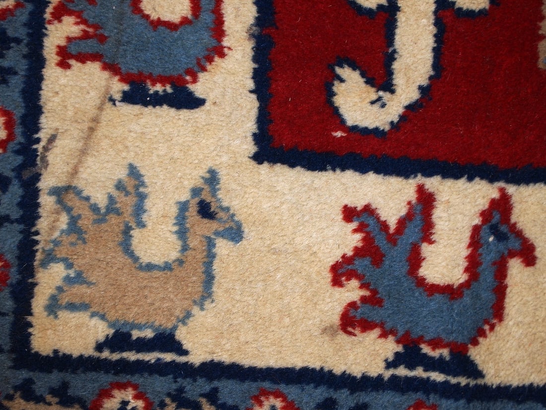 Handmade vintage Caucasian Kazak rug 4' x 6' (122cm x 185cm) 1970s - 6