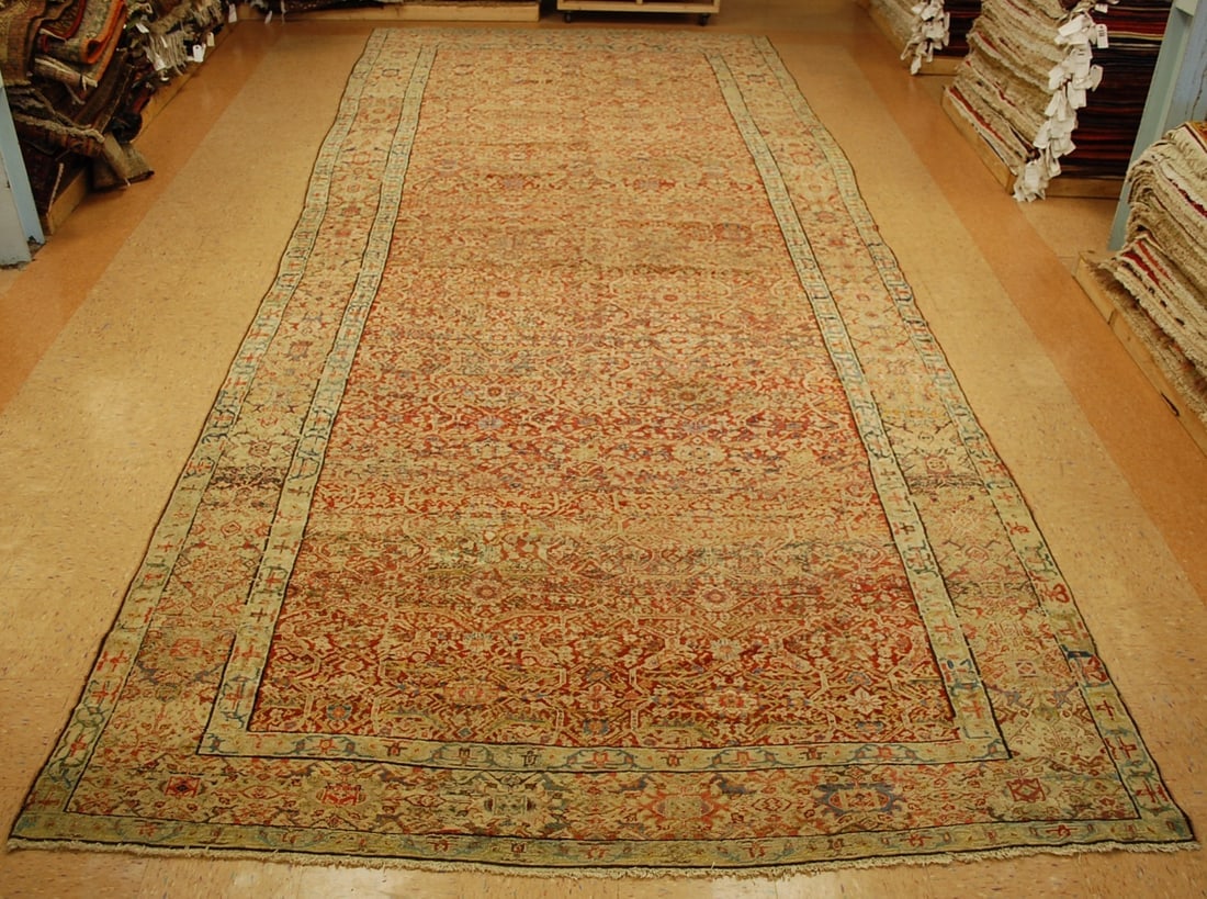 PERSIAN SARUK FERAHKAN RUG 7.9x19.2: Title:PERSIAN SARUK FERAHKAN RUG 7.9x19.2 Descritpion:FROM A PRIVATE ESTATE IN HAMPTONS NEW YORK IS THIS AMAZING WORK OF ART Circa MID 1800's ANTIQUE TRULY EXCLUSIVE ULTRA RARE SIZE SARUK FERAHAN_FARA
