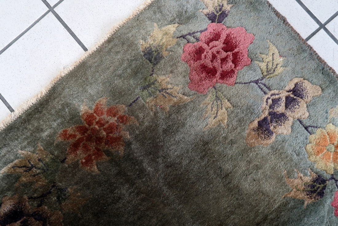 Handmade antique Art Deco Chinese rug 2.9' x 4.7' (90cm x 145cm) 1920s - 8