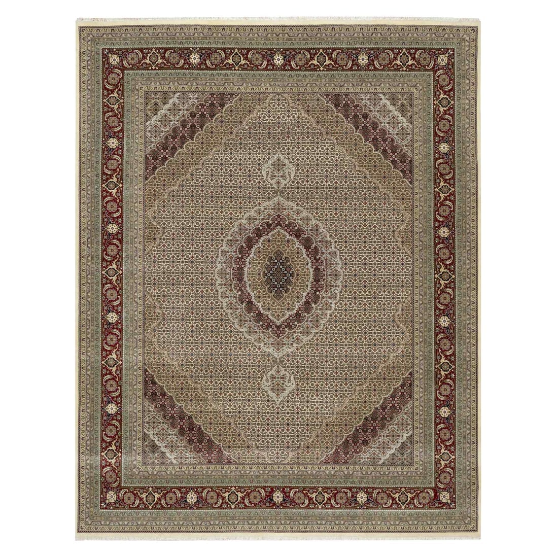 Photon White, Super Mahi, Hand Knotted, Wool Silk, 250 KPSI Rug (1 of 11)