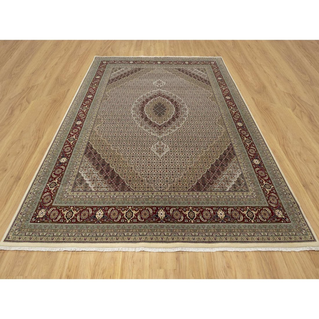 Photon White, Super Mahi, Hand Knotted, Wool Silk, 250 KPSI Rug - 2
