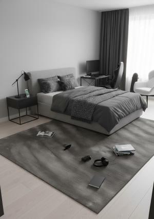 Gray Modern Solid 6X9 Gabbeh Oriental Rug - 2