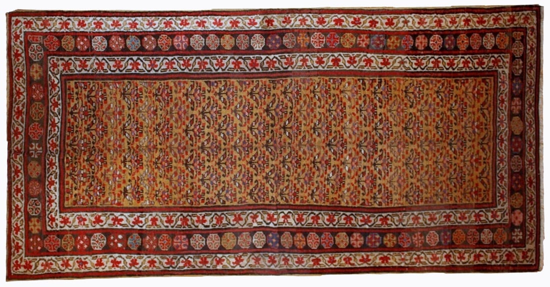 Hand made antique Persian Kurdish rug 4.1' x 7.7' ( 125cm x 235cm ) 1880 (1 of 6)