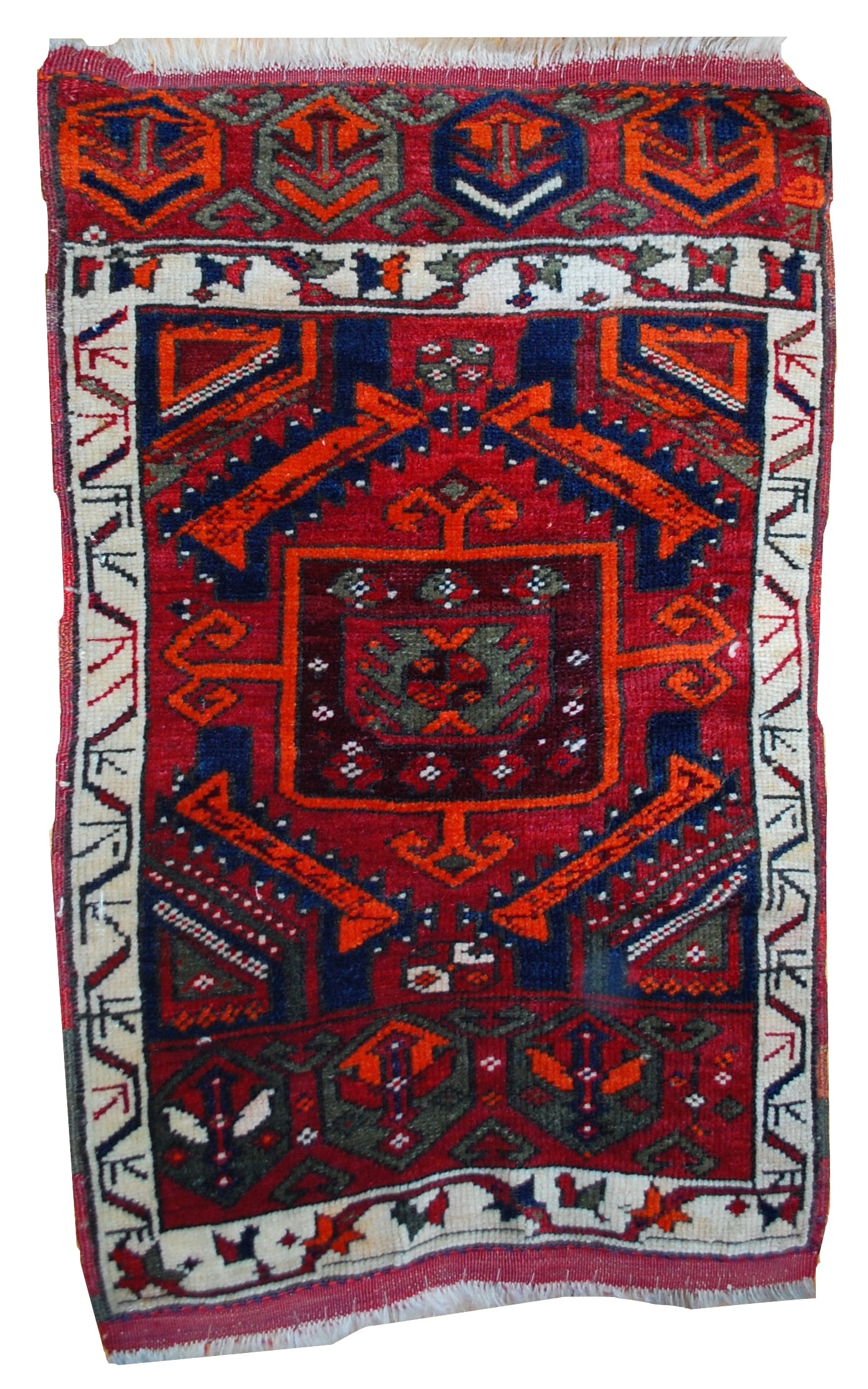 Handmade antique collectible Turkish Yastik rug 2' x 3,6' (61cm x 110cm) 1890s (1 of 8)