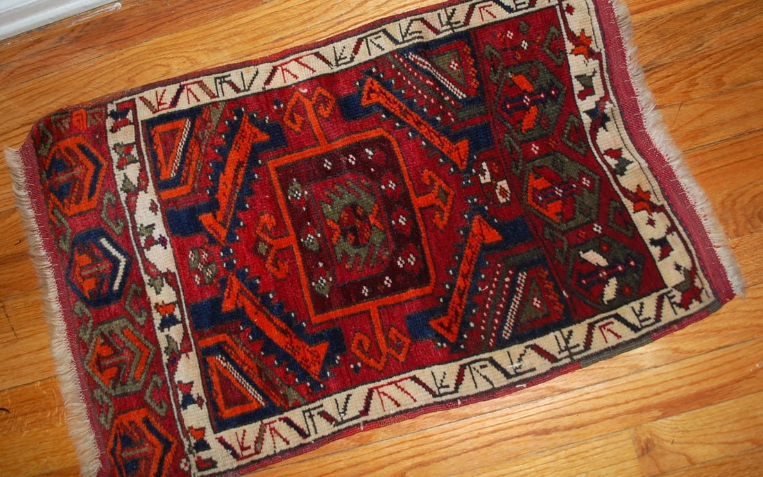 Handmade antique collectible Turkish Yastik rug 2' x 3,6' (61cm x 110cm) 1890s - 5