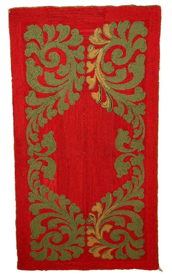Handmade antique American hooked rug 2.9' x 5' ( 88cm x 152cm ) 1920 (1 of 6)