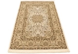 Cream Floral Kirman 4X6 Oriental Rug - 5