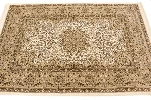 Cream Floral Kirman 4X6 Oriental Rug - 6