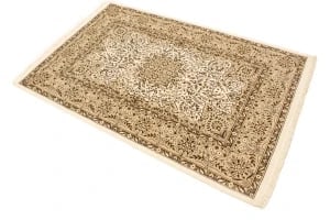Cream Floral Kirman 4X6 Oriental Rug - 7