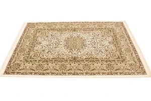 Cream Floral Kirman 4X6 Oriental Rug - 8