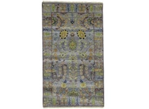 Silver Floral Traditional 3X5 Oushak Chobi Oriental Rug (1 of 13)