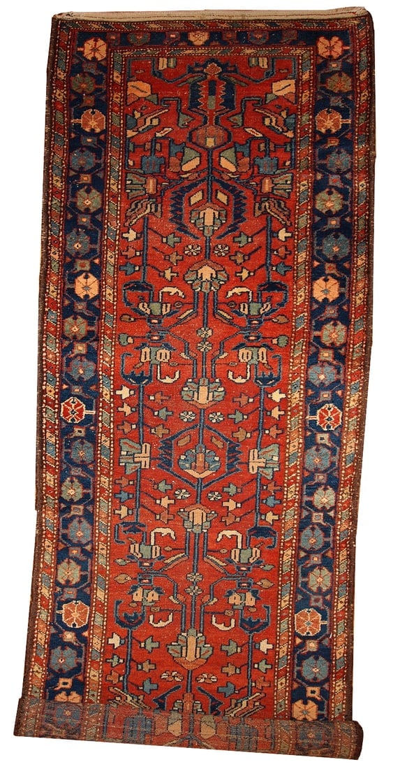 Handmade antique Persian Lilihan runner 3.3' x 10.2' ( 100cm x 310cm ) 1920s (1 of 5)