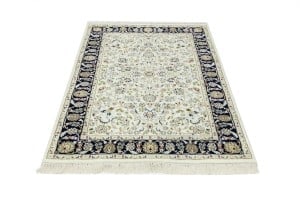 Cream Floral 4X6 Indo-Nain Oriental Rug - 5