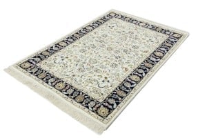 Cream Floral 4X6 Indo-Nain Oriental Rug - 6
