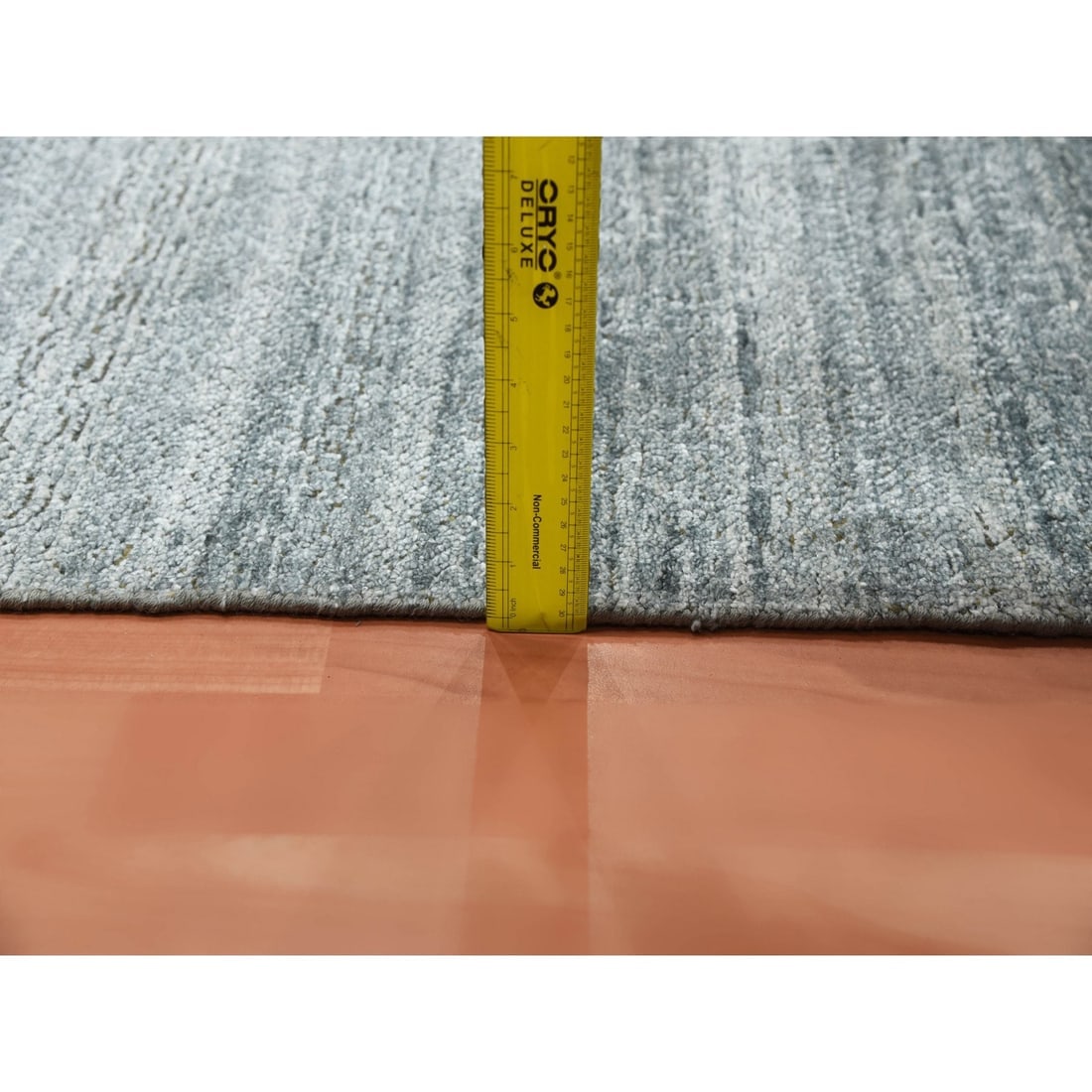 Gray, Plant Based Silk, Transitional Design Hand Knotted Square Rug - 10