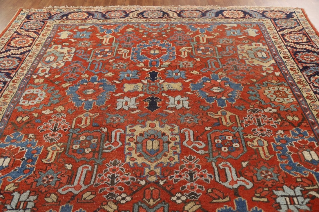 Pre-1900 Vegetable Dye Heriz Serapi Persian Area Rug 9x11 - 13