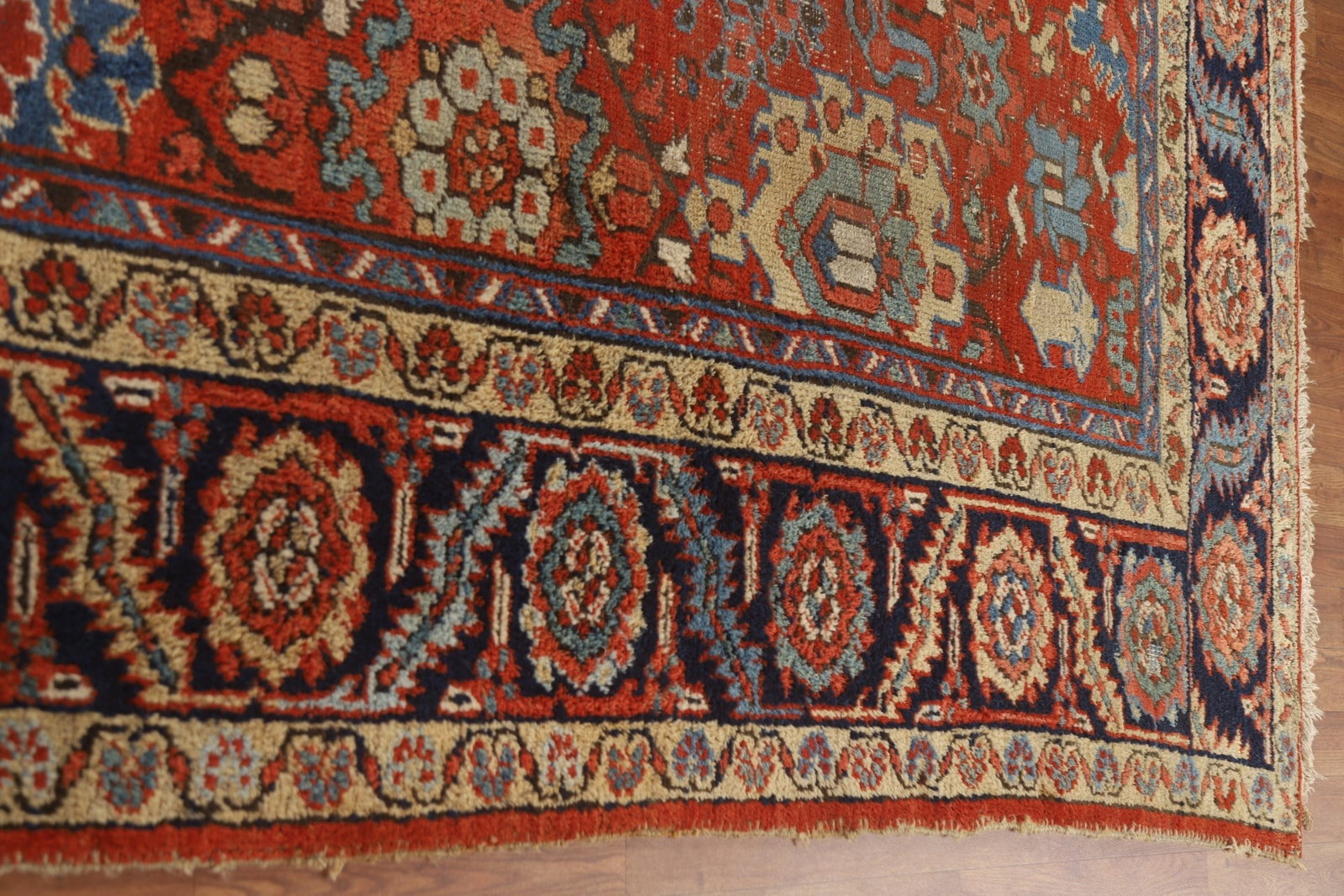 Pre-1900 Vegetable Dye Heriz Serapi Persian Area Rug 9x11 - 14