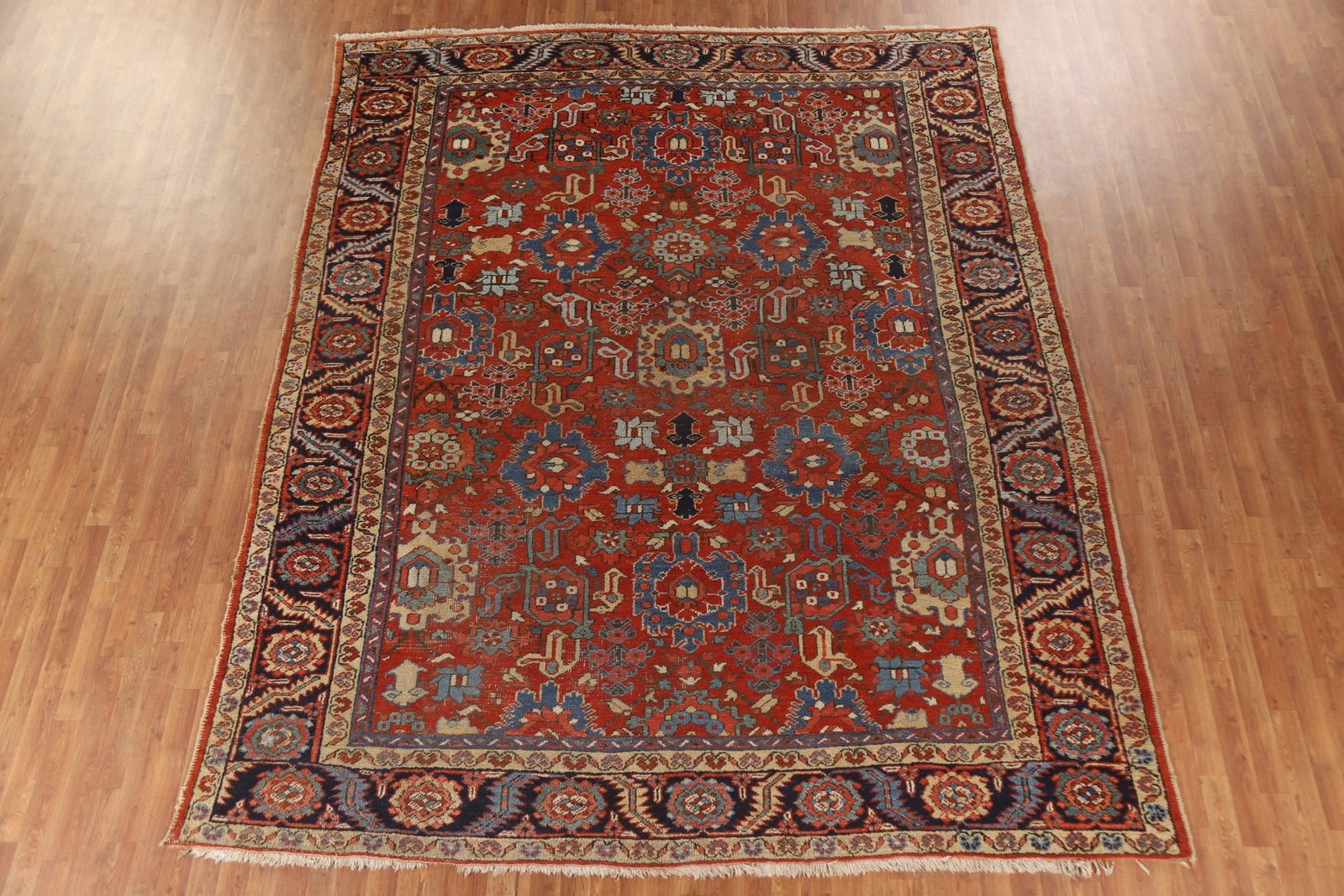 Pre-1900 Vegetable Dye Heriz Serapi Persian Area Rug 9x11 - 16