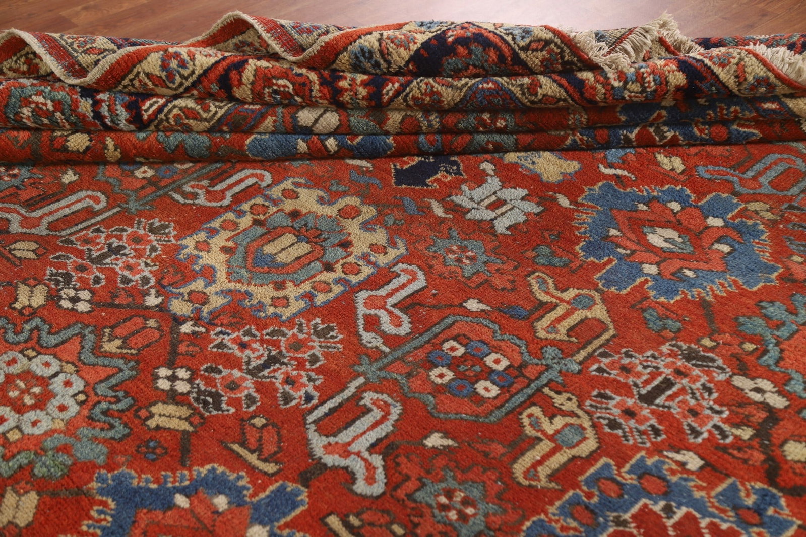 Pre-1900 Vegetable Dye Heriz Serapi Persian Area Rug 9x11 - 17