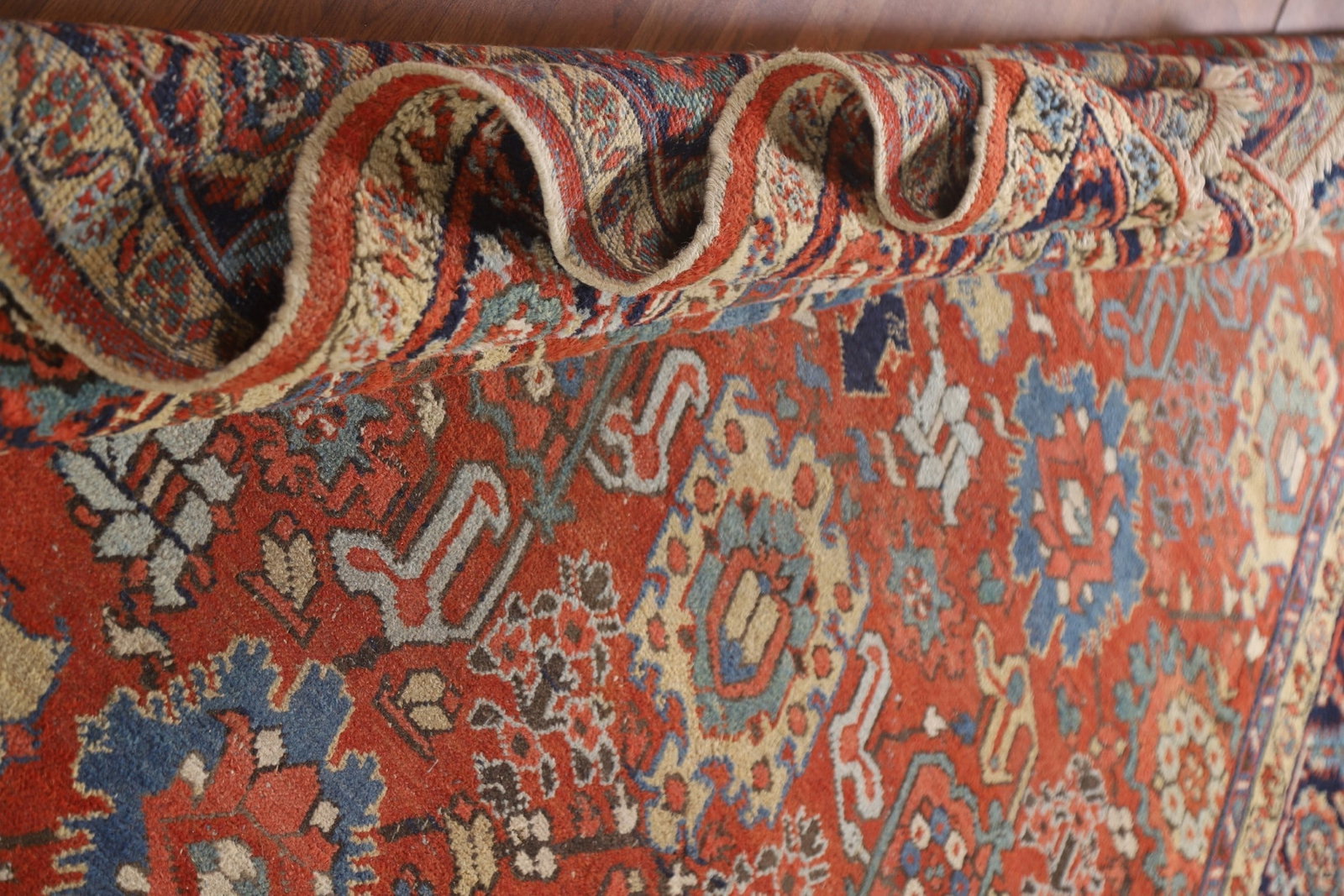 Pre-1900 Vegetable Dye Heriz Serapi Persian Area Rug 9x11 - 18